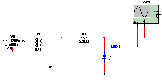 Figura 1 – Circuito de teste de LEDs.
