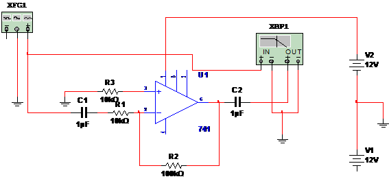 Figura 1 – Amplificador operacional inversor com ganho 10.
