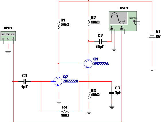 Figura 1 – Diagrama do Disparador de Schmitt (Schmitt Trigger) com dois transistores.
