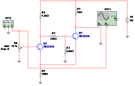   Figura 1 – Disparador com dois transistores.
